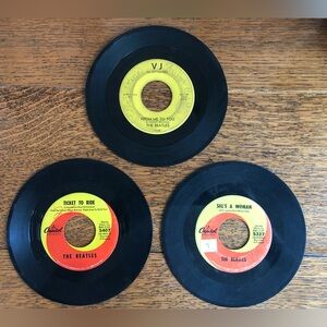 Vintage Beatles 45 RPM Vinyl Records